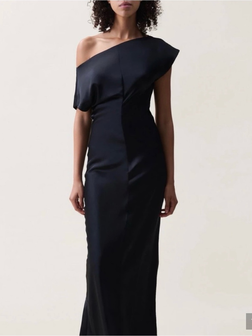 rag & bone One-Shoulder Black Satin Evening Gown